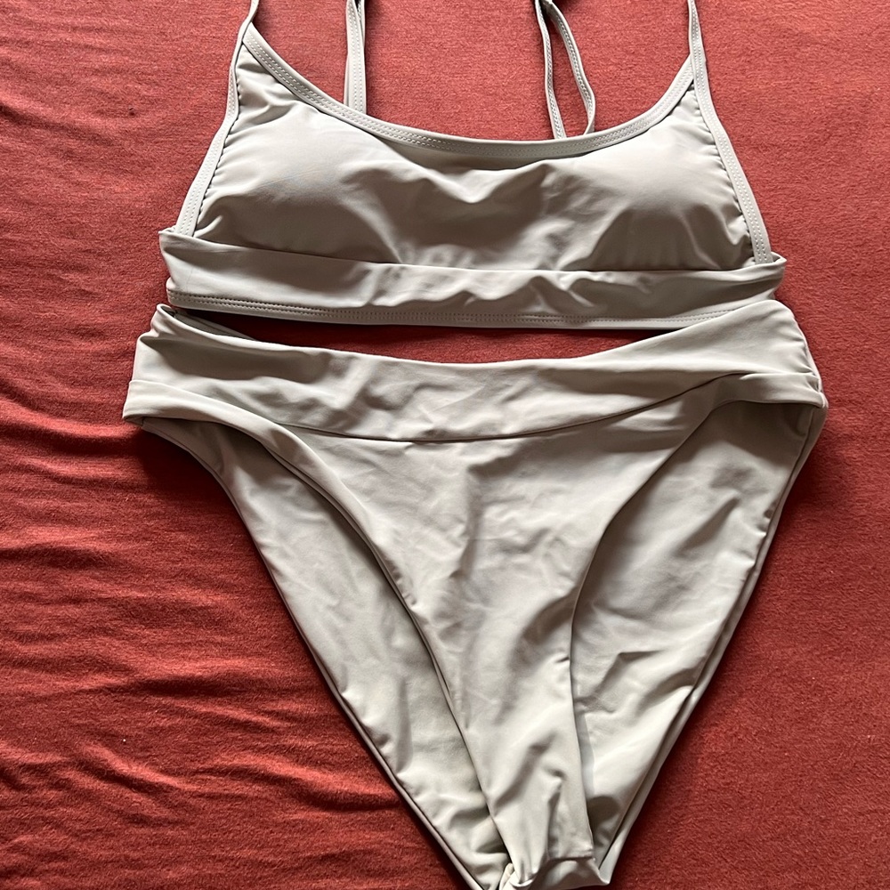 Aurelle two piece swimsuit. Light green/gray color. Worn once.